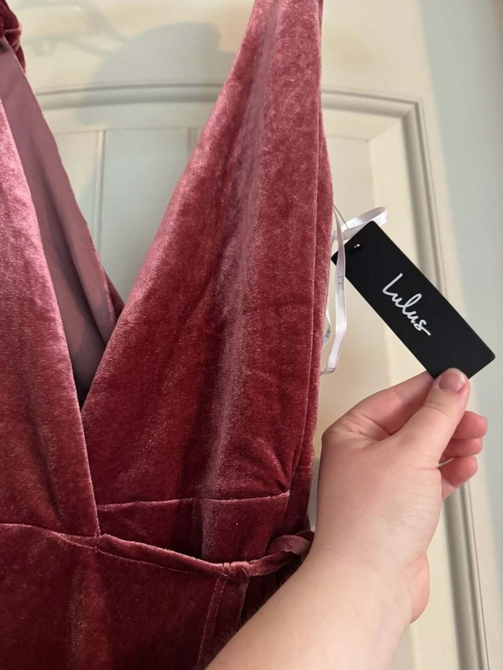 Lulus pink velvet maxi dress size xs new with tags - Picture 3 of 5